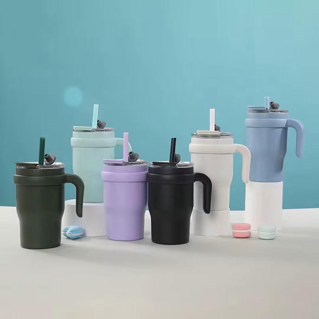 420ml S/Steel Insulated Tumbler with Handle & Straw