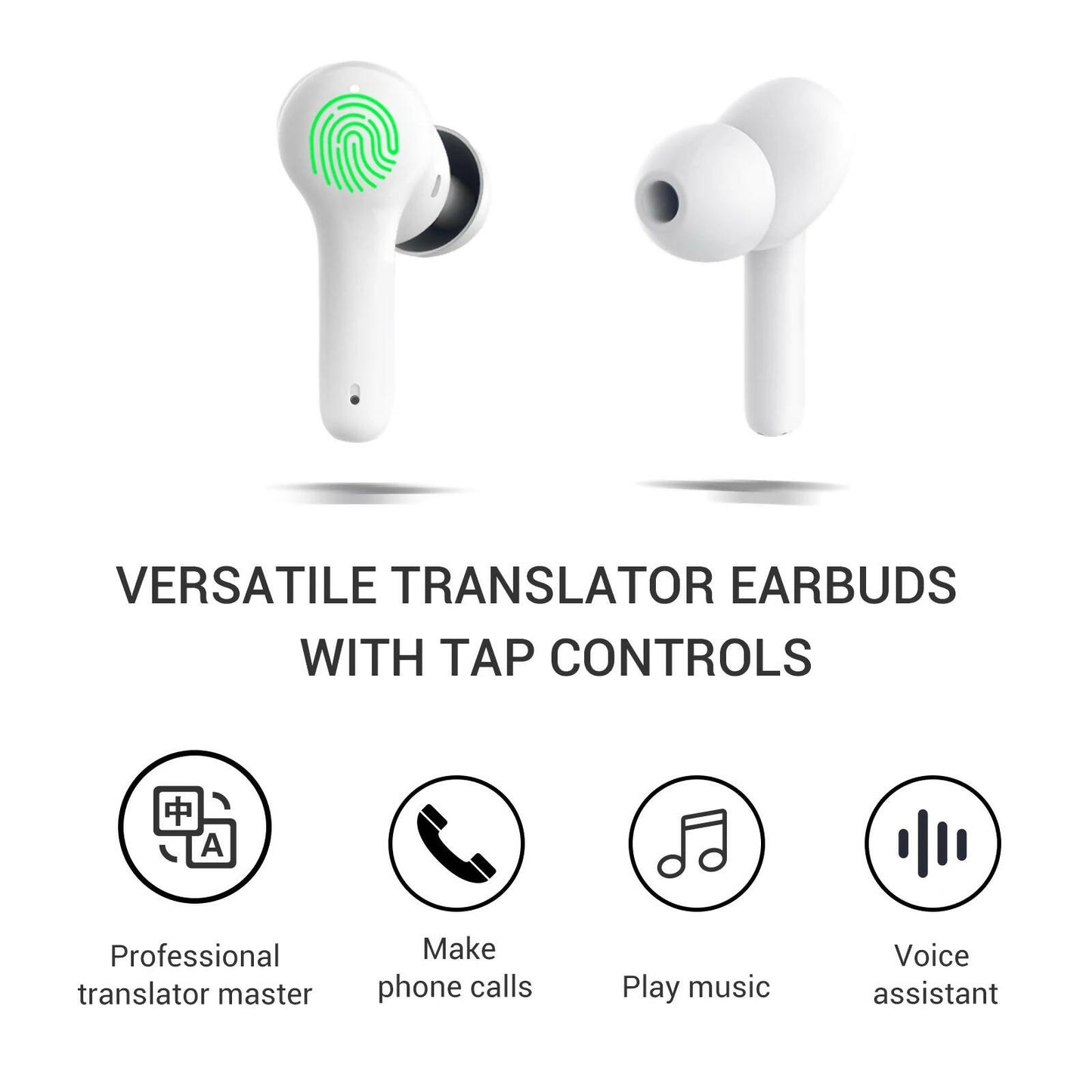 Wooask M6 Language Translator Earbuds, Two-Way Translator Device with APP for 144 Languages and 8 Offline Translation Package