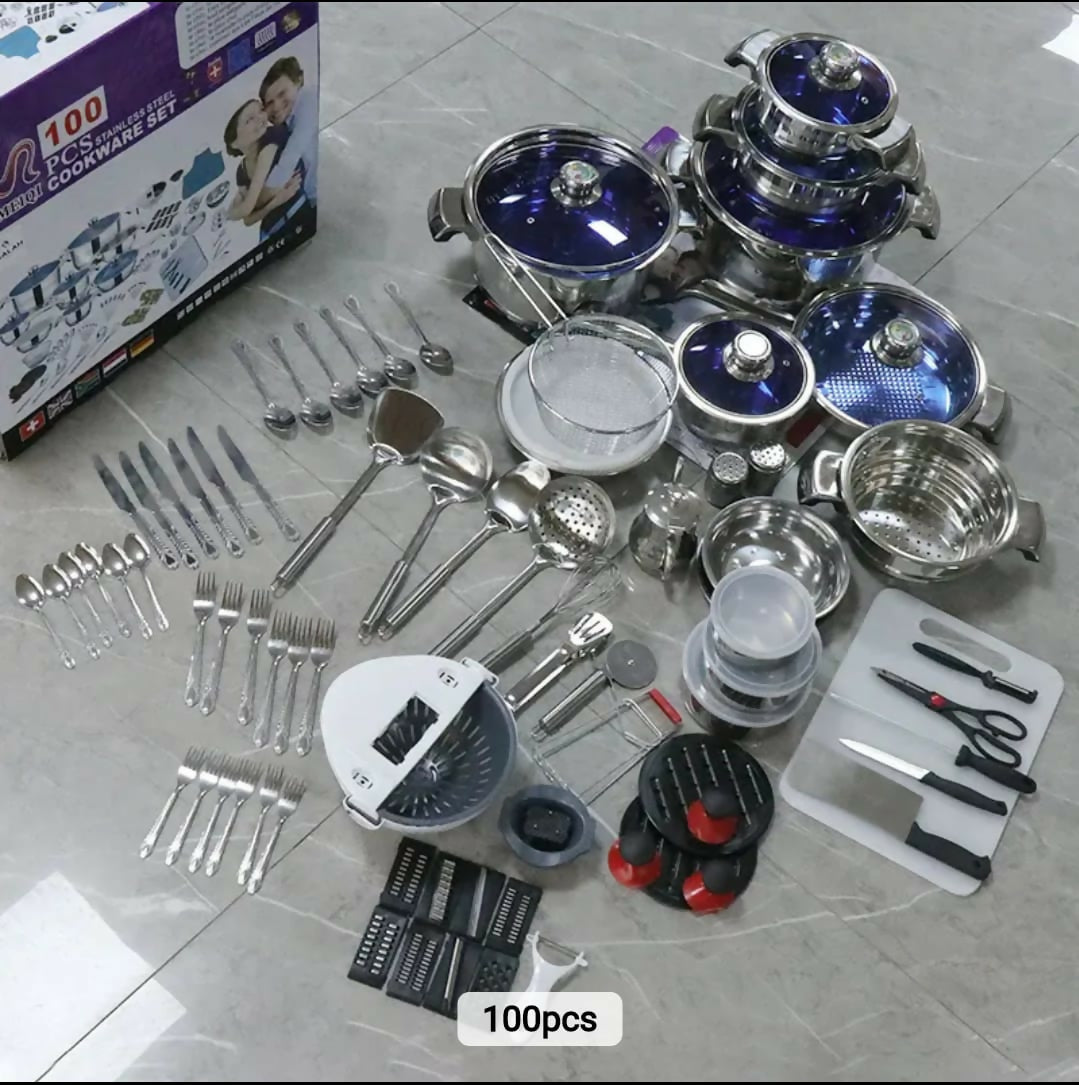 Marwa 100 Pieces Stainless Cookware Set Cooking Pots