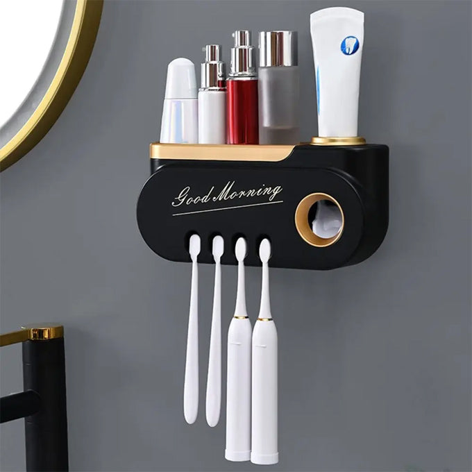 Classy Unique Good morning toothpaste and toothbrush holder