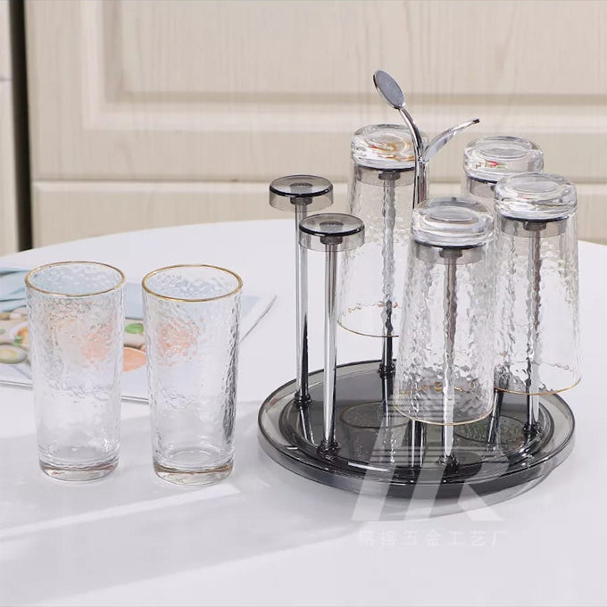 Durable rust free scratch free Rotating 6pc glass tumbler holder