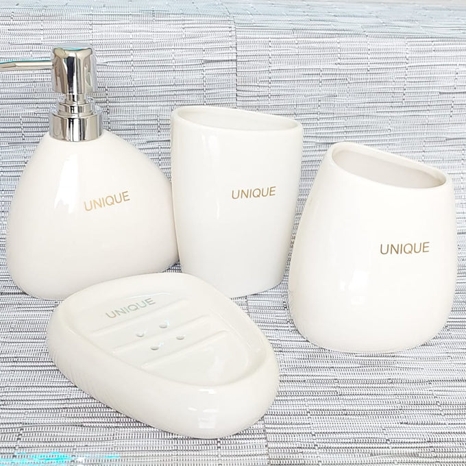 Unique branded ceramic 4in1 bathroom set