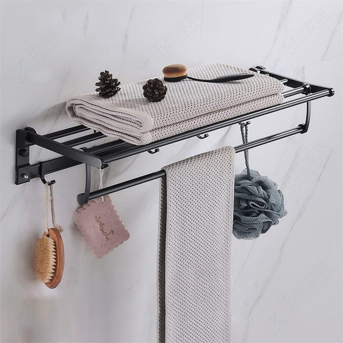 Aluminum Towel Shower Holder Rack with Movable Hook