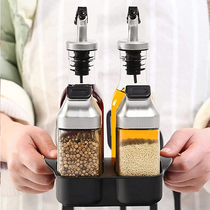 Vinegar, Oil, Salt And Pepper Dispenser Set