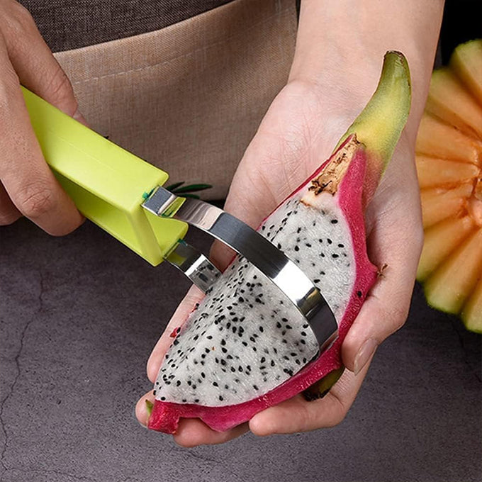 4 In 1 Stainless Steel Fruit Carving Tools Set,Watermelon Slicer Ice Cream Baller,Fruit Cutters Seed Remover