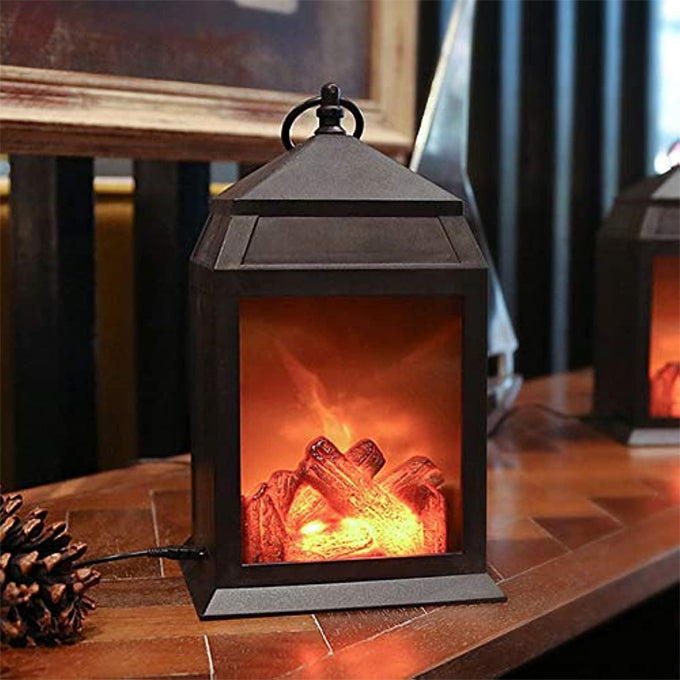 Fireplace Lantern 6 Super Bright LEDs 6 Hours Timer Electric /battery operated