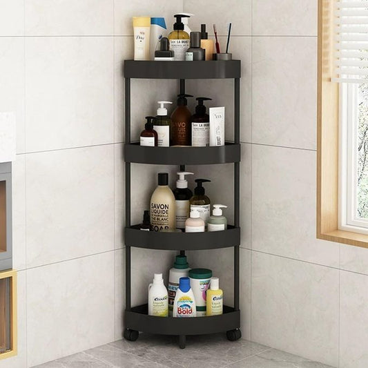 Detachable 88cm high 4 layer corner storage trolley rack