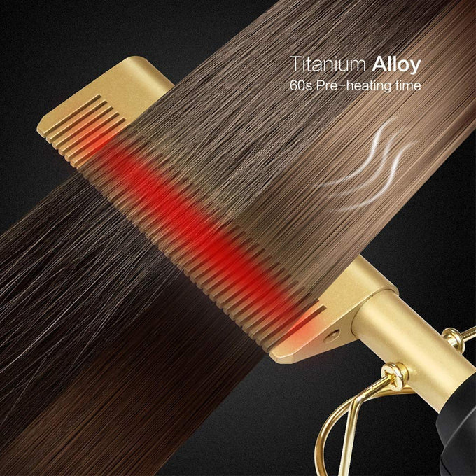 Gold Plated Heated Styling Comb Electric Hot Straightening Comb