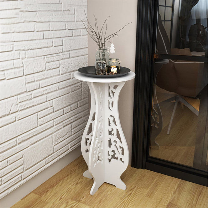 Beautiful White PVC Board Flower Stand Display, Round Table Plants Flower Stand Waterproof for Indoor and Outdoor Use