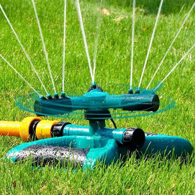 Garden Sprinkler, Automatic Lawn Sprinkler, 360 Degree Rotating Durable 3 Arms Adjustable Water Sprinkler Gardening Irrigation System Covering Large Area