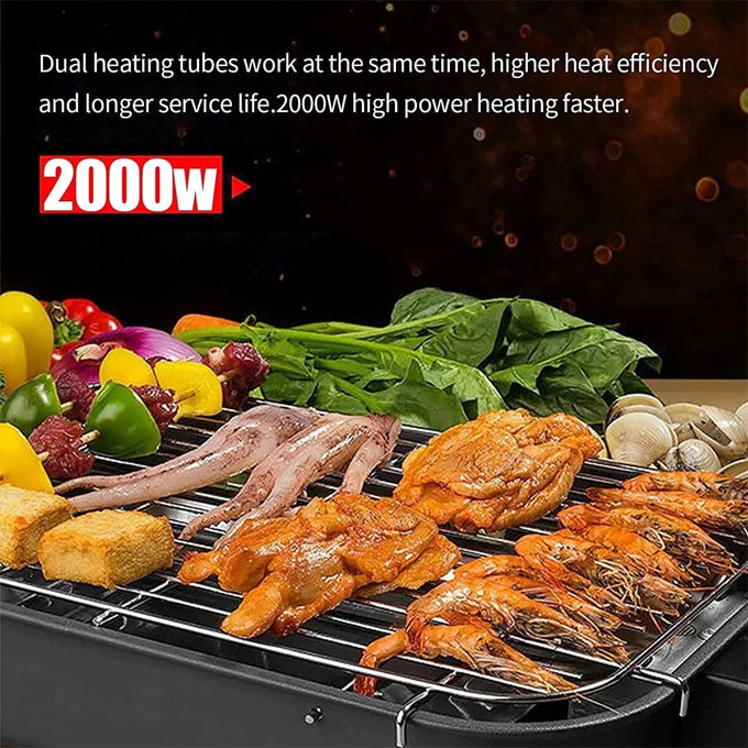 Electric Barbecue Grill 2000W Table Grill 5 Adjustable Temperature wi NairoMarket