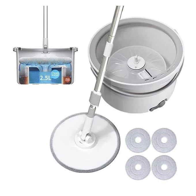 Micro fiber spin mop with water separation bucket