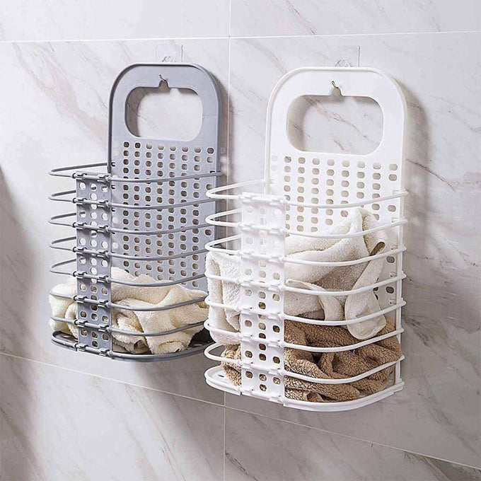 Plastic Wall Mounted Laundry Hamper for Dirty Clothes, Storage Basket Hanging, Toiletry Organizer Basket