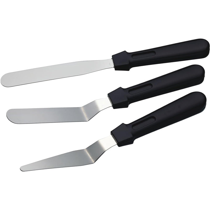 KitchenCraft Cake Spatula Set with 3 Small Stainless Steel Palette Knives for Baking