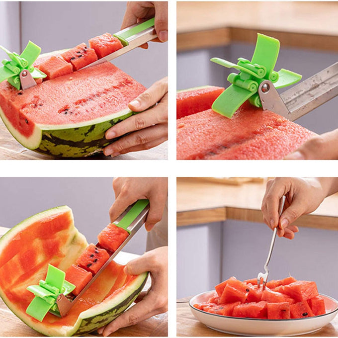 Watermelon slicer cutter Windmill Auto Stainless Steel Melon Cuber Knife