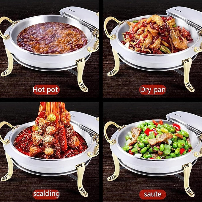 Stainless Steel Round Chafing Dish Set Round Table Food Warmer