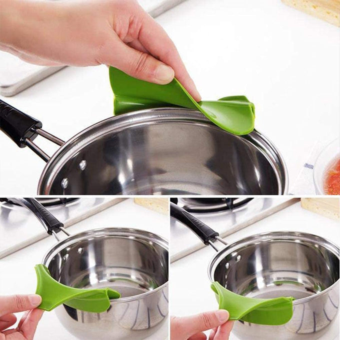 Anti-Spill Funnel Silicone Slip On Pour Soup Spout for Pots, Pans,Bowls, Jars Kitchen Tool