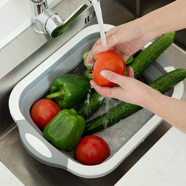 Multifunction Collapsible Cutting Board, Chopping Board with Colander