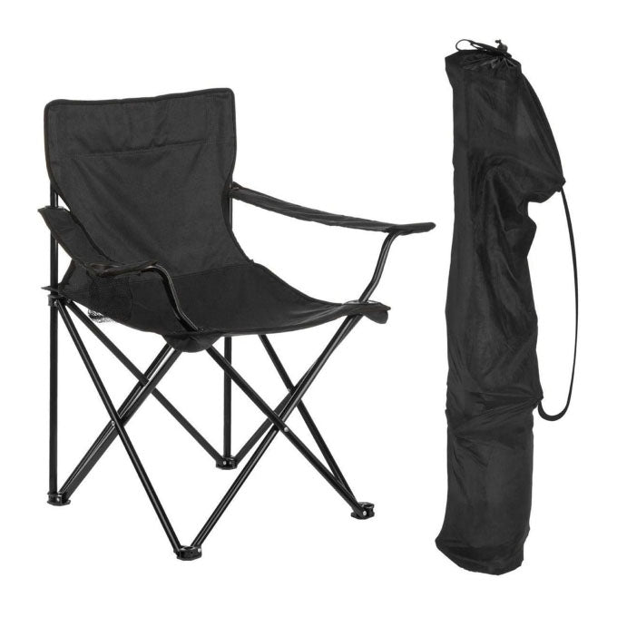 Folding Canvas Camping Chair Portable Fishing Beach Outdoor Garden Black