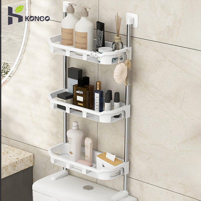 Over The Toilet Storage 3-Tier Bathroom Organizer, 2 Installation Methods No Drilling Space Saver Wall Mount Multifunctional Toilet Rack