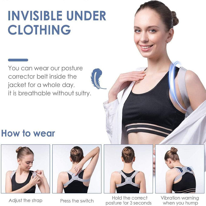 Adjustable Posture Corrector, Intelligent Posture Reminder with Sensor Vibration