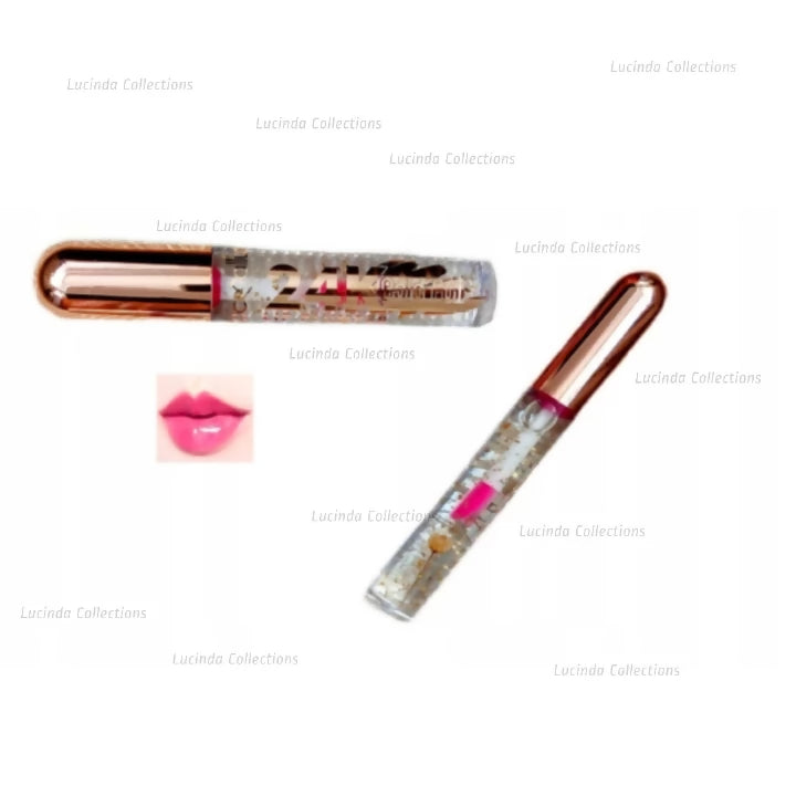 Gold Foil 24K Lip Plumper Lip Gloss With Flower moisturizes fuller smooth lips - Moc Allure