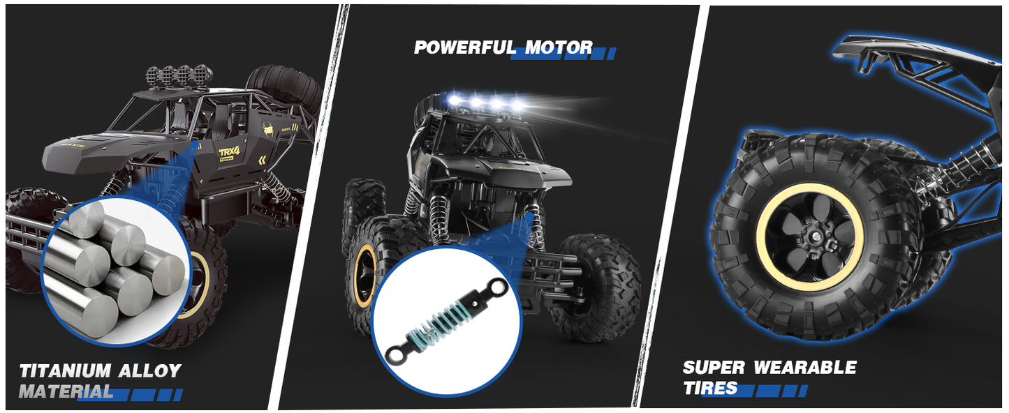 New 4WD RC Cars Off Road Remote Control Cars Radio Buggy Truck Racing Drift with Led Lights RTR Vehicle for Children’s Toy Gifts