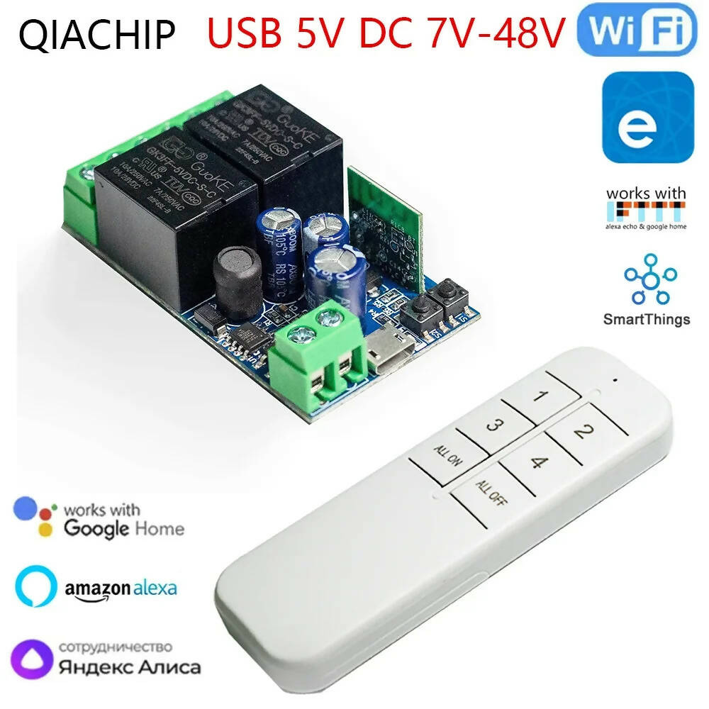 EWeLink Smart Wifi Switch Smart Relay Module DC 5V 12V 24V 4 Channel Wireless Switch Timer Phone Remote Control For Google Home