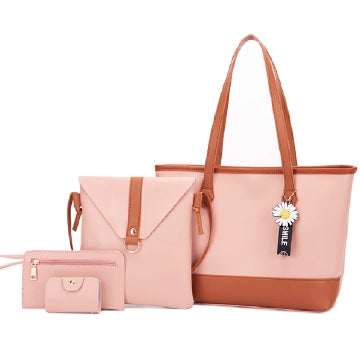 4-Piece Women's Handbag Set: Retro Elegant Large Capacity Shoulder Tote Bags