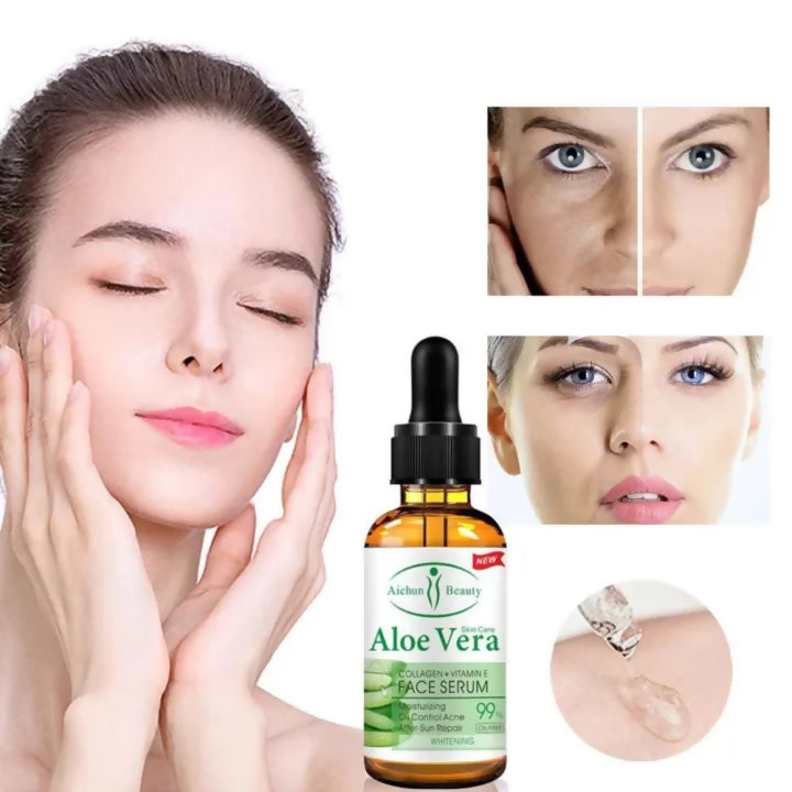 Aloe Vera 99% Face Serum With Collagen + Vitamin E - Aichun Beauty