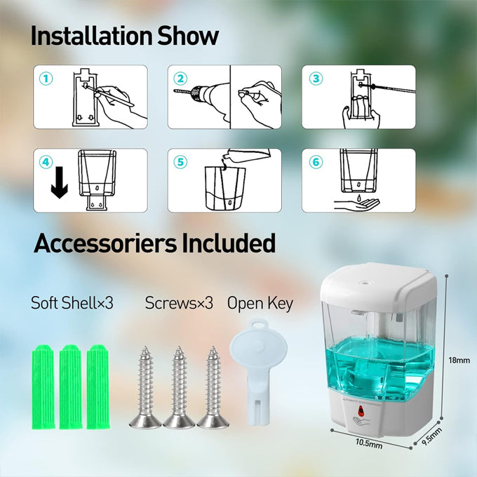 Touchless Automatic Hand Sanitizer Dispenser, Gel Wall Mount Hands Free Soap Dispenser Mounted 700ML