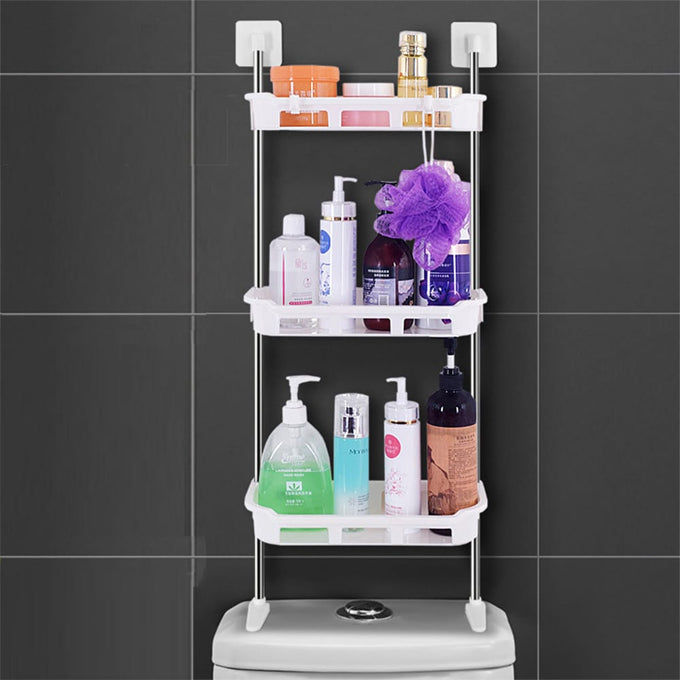 Over The Toilet Storage 3-Tier Bathroom Organizer, 2 Installation Methods No Drilling Space Saver Wall Mount Multifunctional Toilet Rack