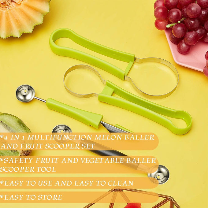 4 In 1 Stainless Steel Watermelon Cutter Fruit Carving Tools Set for Fruit Slicer Dig Pulp Separator