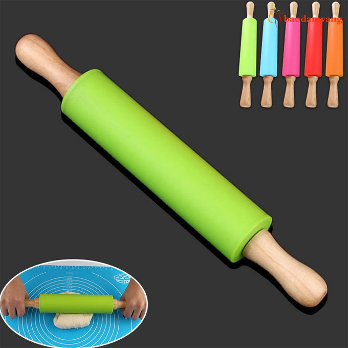 Non-Stick Silicone Rolling Pin 30 cm - Best Rolling Pin for Uniform Dough Thickness