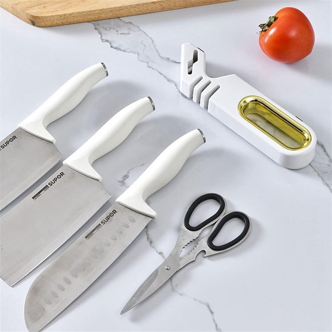 Multifunction 4 Stage Knife Sharpener Stainless Steel Sharpening Stone Fast Sharpener Home Sharpening Tool For Knife Scissor