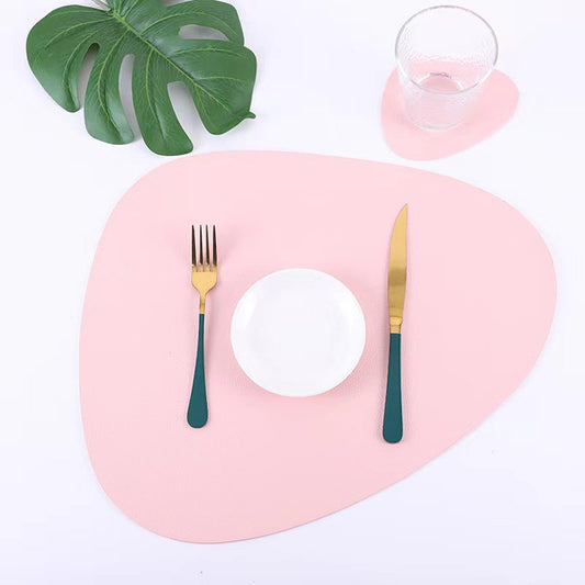 12PCS Leather Coaster Waterproof Insulation Pad Oval Soft Washable Non-Slip Coaster Table Mat