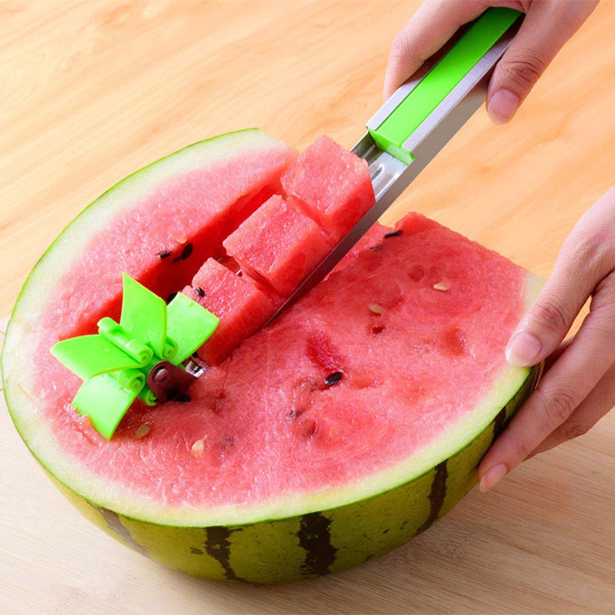 Watermelon slicer cutter Windmill Auto Stainless Steel Melon Cuber Knife