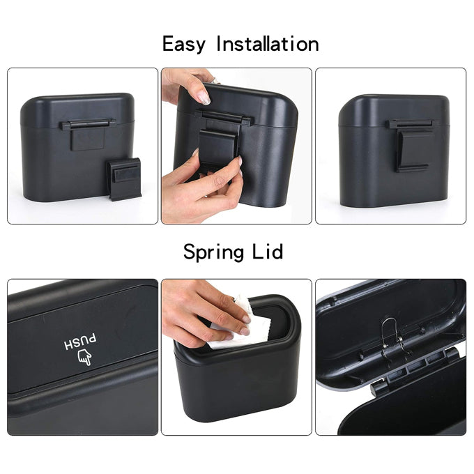 Portable Hanging Mini Car Trash Can with Lid