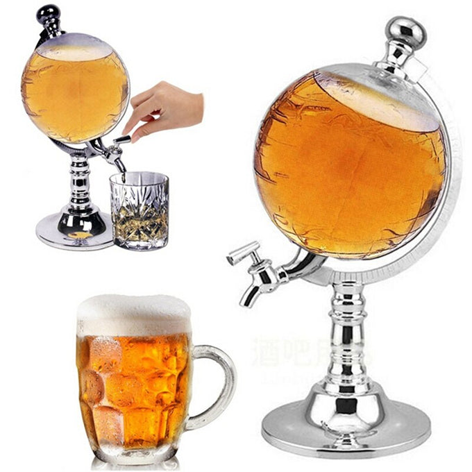 Globe Drink Dispenser, 3L Beverage Liquor Decanter for Bar KTV Home Decor, Whiskey Brandy Wine Globe Shape Dispenser