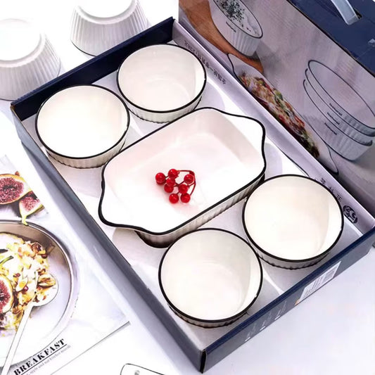 5pc Ceramic Bake & Serve Bowl Set