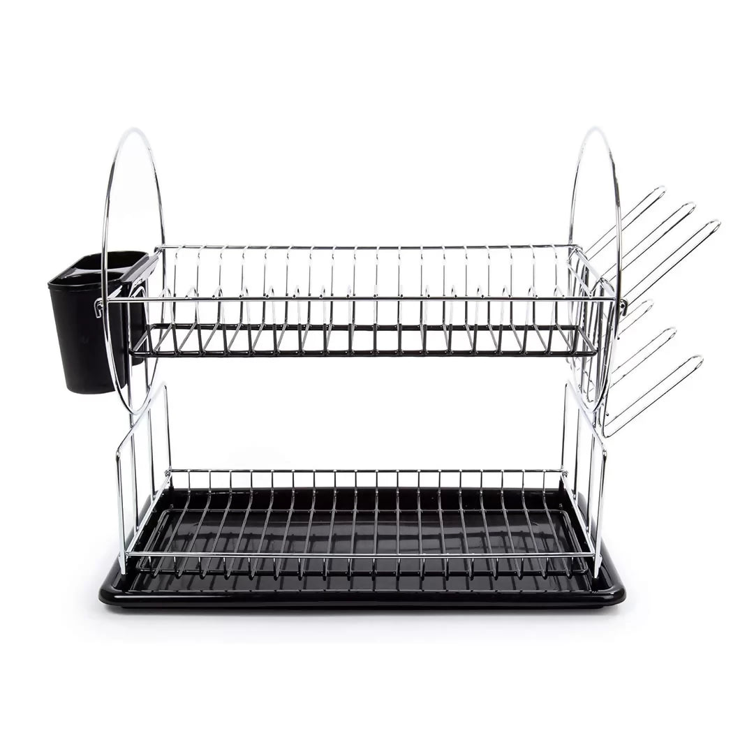 Stainless Steel Dish Rack With Black Drip Tray