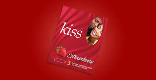 Kiss Strawberry -Flavoured Ribbed Condoms (24 Pack)