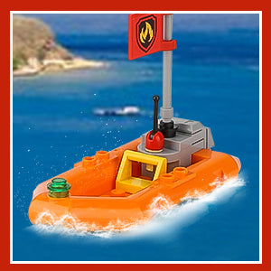 City Oceans Fire Station Building Kit fire Station Set with Fire Station/Fire Helicopter/Fire Ship/Rescue Boat, Gifts for Boys