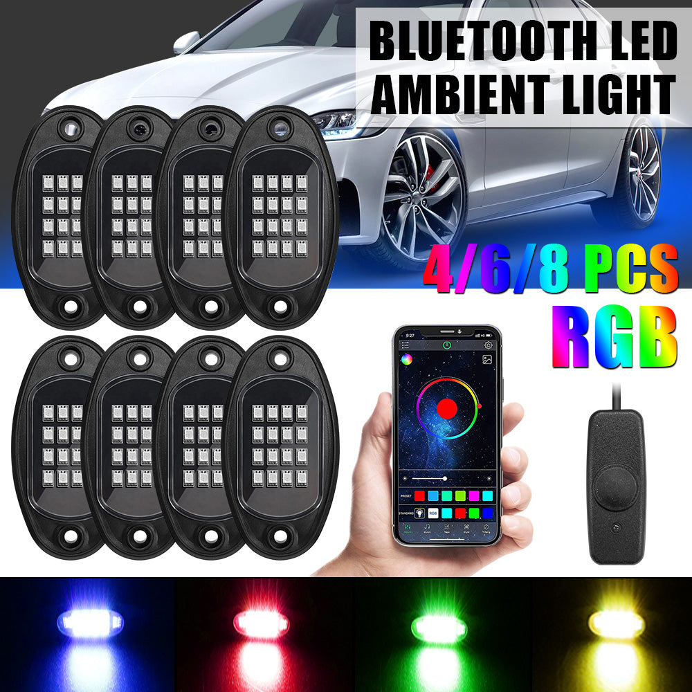 RGB LED Rock Lights 4/6/8 In 1 Car Chassis Light For Jeep Off-Road Truck Boat Music Sync Bluetooth APP Control Undergolw
