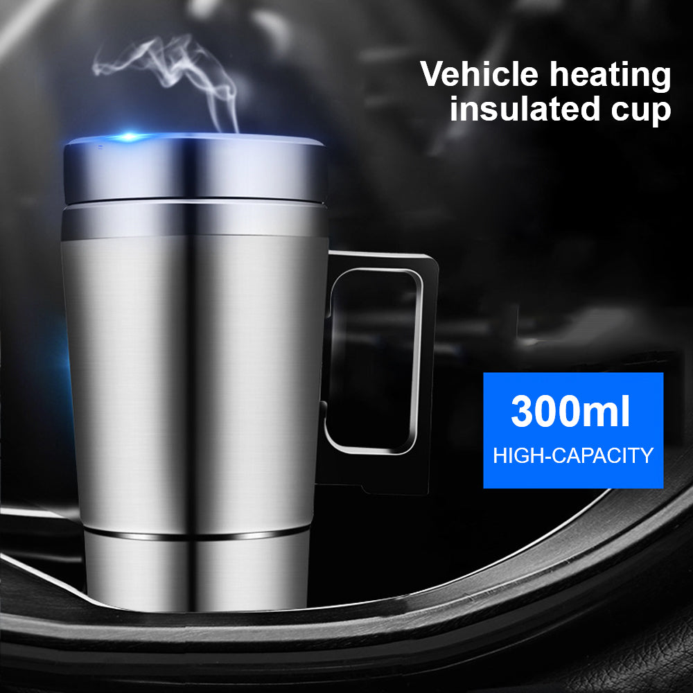 Vehicle Heating Cup Electric Heating Car Kettle 12V/24V 300ml Camping Travel Kettle Stainless Steel