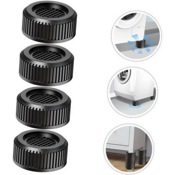 4pcs Reinforced Anti-Vibration Stands Multifunctional Shock Pad for Washing Machine Refrigerator - Black