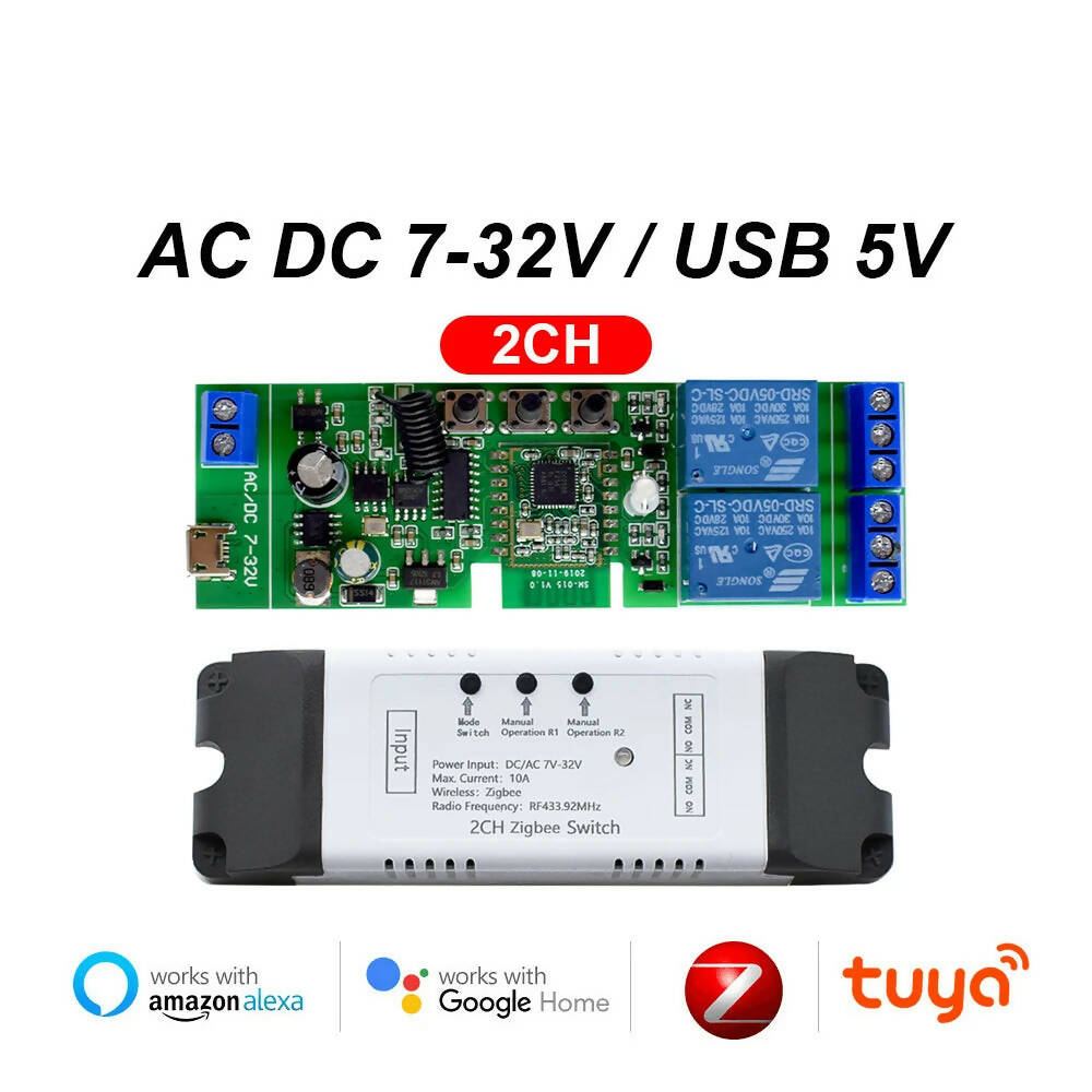 1CH 2CH 4CH 5V 12V 24V 220V ZigBee Relay Module Remote Control 433MHz DIY Smart home Automation for Door access Alexa Google