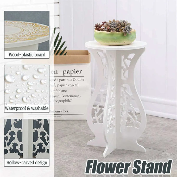 White Small Table Desk, Wood Plastic Board Round Small Corner Table, for Indoor and Outdoor Use