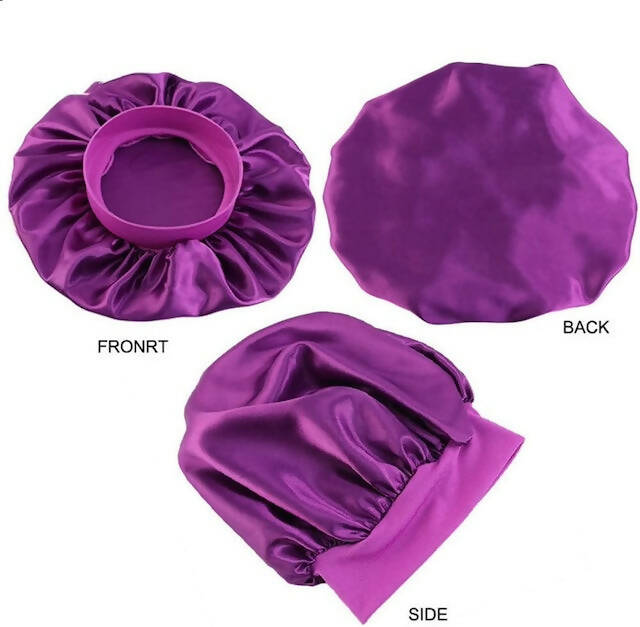 Adjustable Solid Satin Sleeping Bonnets, Long Hair Women Night Hat Silk Head Wrap