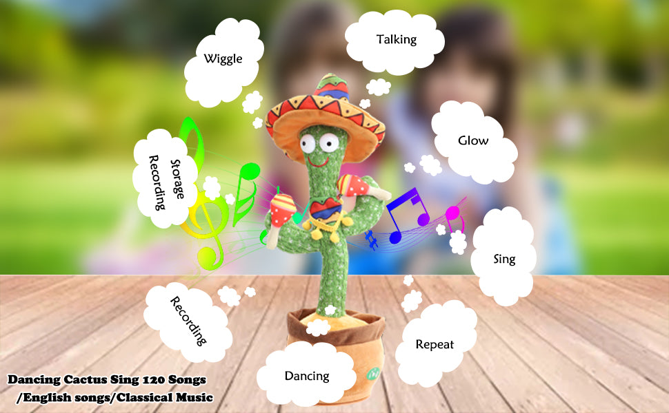 Dancing Cactus Talking Cactus Baby Toys for 0-6 Months 6-12months 1 Year Old Recording Repeats What You say Baby boy Girl Gifts